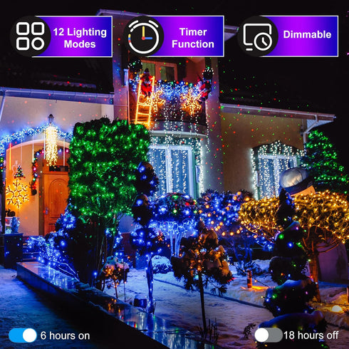 1500LED 470ft 12 Dimmable, Christmas Lights Outdoor Use, Modes Blue LED String Lights with Timer Waterproof Christmas