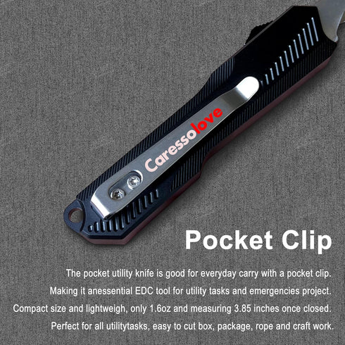 5PCS #60 Caressolove Automatic Scalpel Pocket Knife, Small Auto Retractable Knife Push Button, Mini Razor Blades