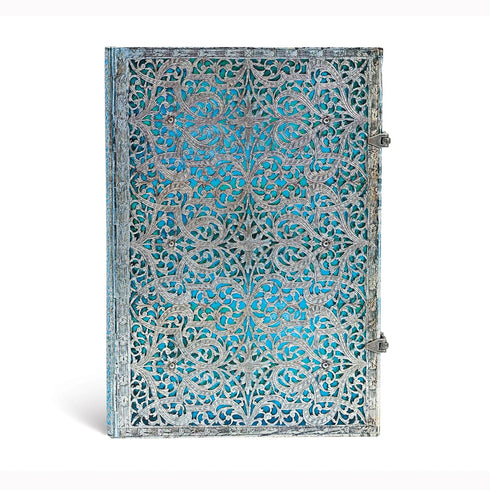 Paperblanks | Maya Blue | Silver Filigree Collection | Hardcover | Grande | Unlined | 240 Pg | 120 GSM