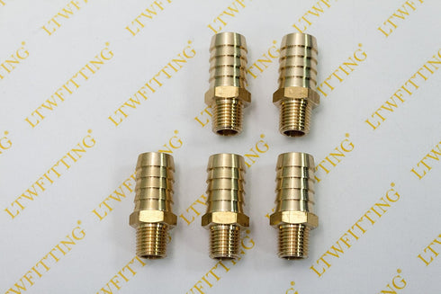 LTWFITTING Brass Coupler Fitting 5/8-Inch Hose Barb x 1/4-Inch Male NPT Vehicle Fuel Heater System (Pack of 5)