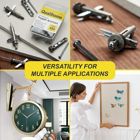 Heavy Duty Drywall Anchors and Screws Kit - Durable Zinc Self-Drilling Toggle Anchors for Hanging