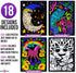 Pack 18 Super of Fuzzy Velvet Coloring Posters (Artistic Edition) - Great for Family Time, Arts & Crafts, Travel