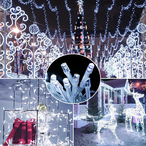mimigogo Outdoor,500 165FT 8 Solar String Lights LED Christmas Lights with Modes and Timer, Remote Control for Holiday