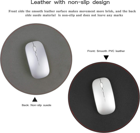 YSAGi 2 Pack Mouse Pads, Ultra Thin Waterproof PVC Leather, Stitched Edges, Office/Home, Black