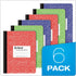 Oxford Composition Notebook 6 Pack, Wide Ruled, 9-3/4 x 7-1/2 Inches, 100 Sheets, Assorted Marble Covers