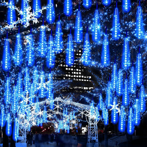 JJGoo Christmas Lights Meteor Shower Rain Lights, 10 Tube 240 LEDs Icicle Lights for Xmas Halloween Party Decor
