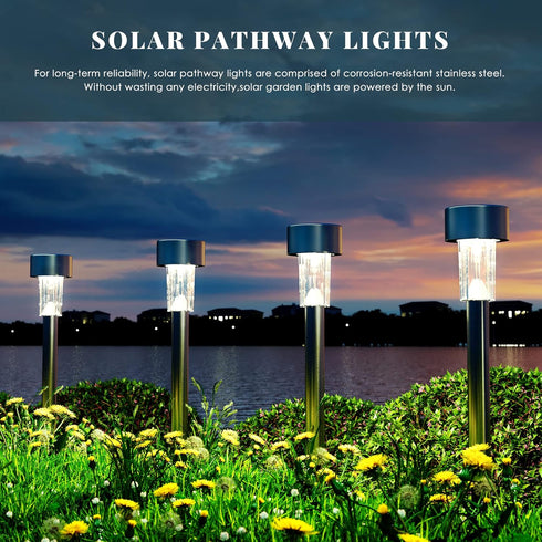 16 Pack SOLPEX Solar Outdoor Lights Pathway, Stainless Steel Solar Lights Outdoor Waterproof,LED Landscape Lighting