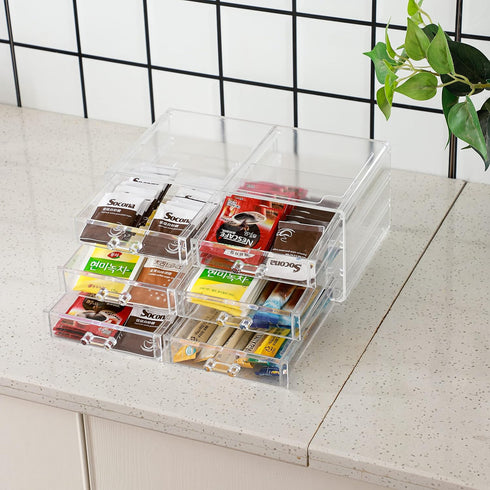 Desktop Storage Drawers, Rectangular Plastic Makeup Storage with 6 Drawers, Pull Out Small Craft Storage Case