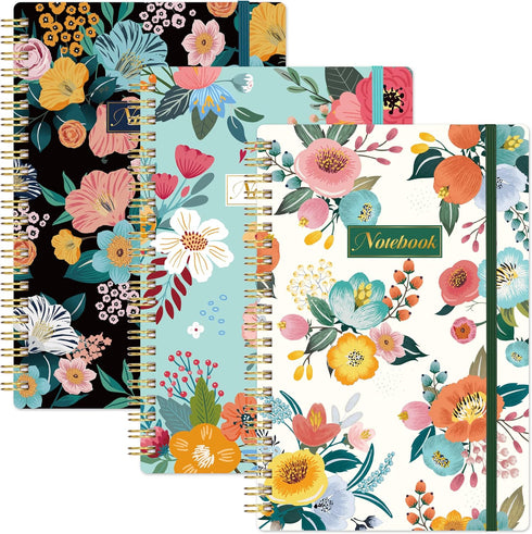 Notebook - 3 Pack A5 Lined Journal Notebooks, 8.3'' x 6'' Spiral Notebook, Thick Paper, Classic College Ruled for