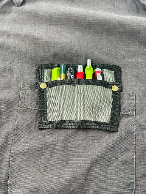 SUCHI Pocket Protector Pen Holder Organizer for Shirts, Multi-Purpose Pouch for School, Office, 2 PACK (Gray and Blue)