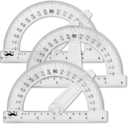 Mr. Pen Protractor, 6 Inches with Swing Arm, Pack of 3