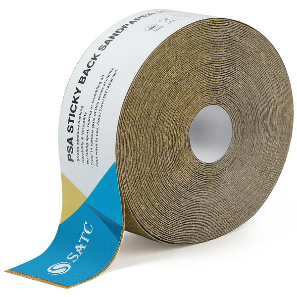 S SATC 40 Grit PSA Longboard Sandpaper, 20 Yard Long Continuous Roll, 2-3/4" Wide Self Adhesive Sheets