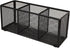 Black Mesh Pencil Holder, 3 Compartments Metal Desk Organizer for Pens, Kitchen Utensils, Small Office Supplies