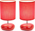 LT2005-RED-2PK 2 Pack Set, Simple Designs Stonies Small Stone Look Table Desk Bedside Lamp Red