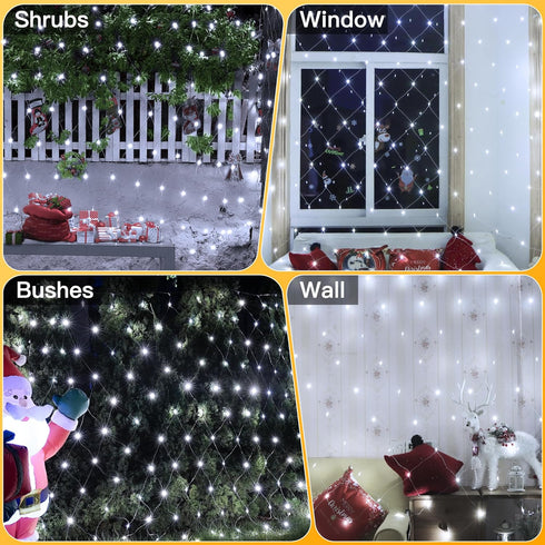 IP67 210LED 10x7ft 8 Ollny Net Lights Outdoor Mesh Lights Waterproof, Cool White Christmas Net Lights, Connectable