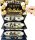LUCKYQUBE 2pcs Happy Birthday Party Money Envelope for Cash Black Gold Birthday Party Cash Gifts Surprise Money or Gift