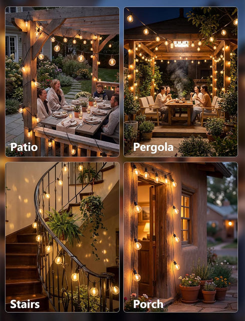 Xingzd 25Ft G40 13 Bulbs, LED Globe Outdoor String Lights Waterproof Patio Lights with Warm White Hanging Light