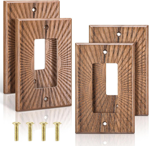 DoubleFill 4 Pcs Walnut Wood Light Switch Cover Brown Outlet Covers Wall