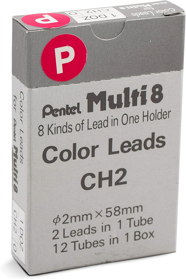 Pentel Arts 8 Colour Pencil Lead Refill, Pink, 24 Pieces of Lead