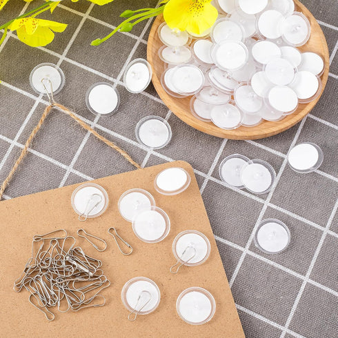 60 Pack Self-Adhesive Ceiling Hooks for Hanging, Damage-Free No-Drill Transparent Wall Hanger