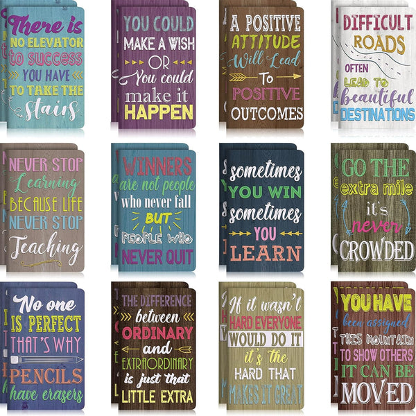 Inspirational Mini Notepads, Motivational Notebook for School, Office, Travel, 12 Styles (Cute Style, 96 Pieces)