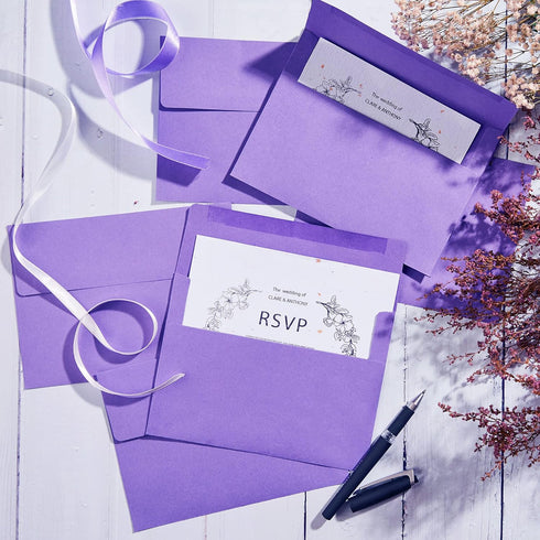 Invitation Envelopes, 100-Pack 5x7 Envelopes, A7 Envelopes for Invitations, Purple, 5 1/4 x 7 1/4 Inches