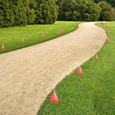 50 Pack Marking Flags, Yard Flags 12 x 2.5 x 3.5 Inch for Lawn, Landscape Survey, Sprinkler, Irrigation Flags (Red)
