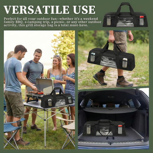 Chrysoippotis (22" L6.5" W7.2" Grill Utensil Storage Bag, Large Grill Tool Storage Caddy with Pockets, BBQ Outdoor Tool