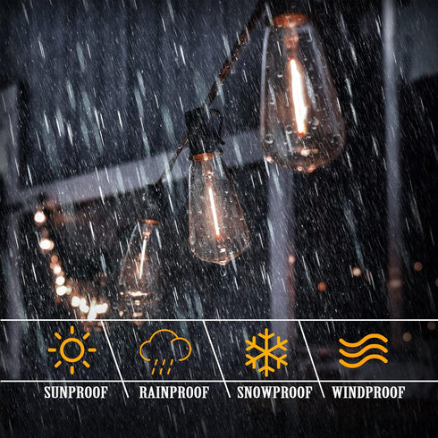50 27 ST38 Bulbs,Retro DAMAING Outdoor String Lights FT Waterproof Patio Light String Lights with Vintage Shatterproof