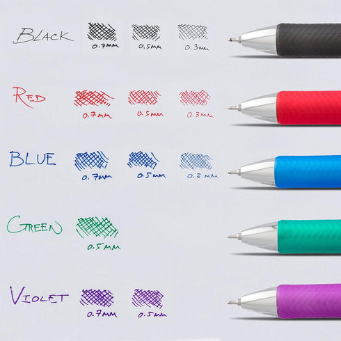 Pentel BLN75ABX Gel Pen - Retractable/Refillable, Needle Tip, 0.5mm, 12/BX, BK Ink
