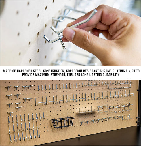 53108 100 Piece Metal Pegboard Hooks and Accessories Set, Organizer for Garage, Crafts, Utility Hooks