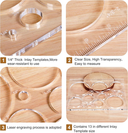 Monliful 10 7.9 inches 13 1 * in Router Jig Kit for Woodworking - Bowtie, Circle Inlay & Decorative Templates