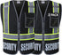 2 Pack Retro-Reflection Security Safety Vests Heavy Duty Black Mesh with 5