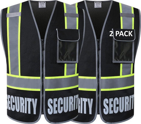 Security Vest for Men Women Reflective Safety Vest with 5 Pockets and