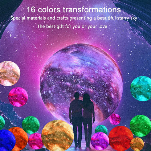 5.9 inch 16 Galaxy Moon Lamp Remote & Touch Control Colors LED Night Light Rechargeable Globe Light as Gifts Decor