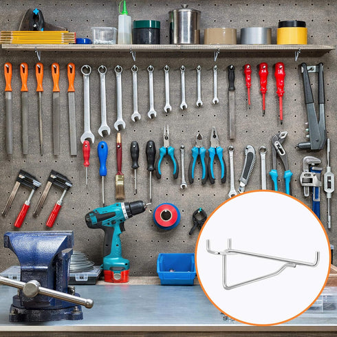 Hotop Pegboard Shelf Hooks, Metal Pegboard Shelf Brackets Kit for Art Craft Room, Kitchen, Office (8 Pieces, 6 Inch)