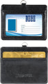 Wisdompro ID Badge Holder with Retractable Keychain, 2-Sided PU Leather Pass Card Holder, 2 Card Slots, Black,