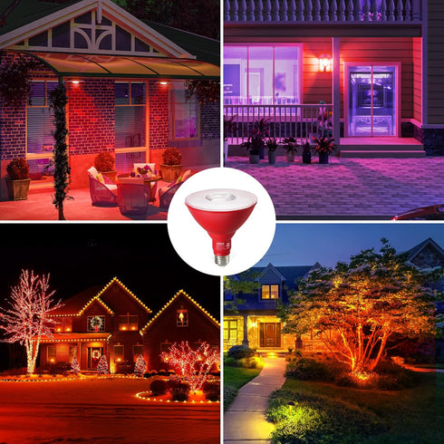 EDISHINE Dimmable Red LED Light Bulb, 2 Pack, PAR38 Red Flood Light, 18W (120W Equivalent) for Halloween Decoration