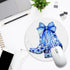 BILLAION 7.9x7.9 Inch Chinoiserie Western Cowgirl Mouse Pad for Desk, Blue Bow Floral Cowgirl Boots Mousepad for Work