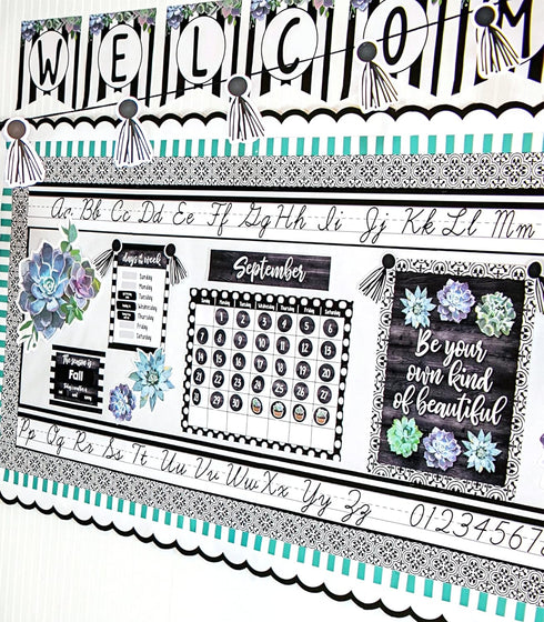 Schoolgirl Style - Simply Stylish | Cursive Mini Bulletin Board Set | Alphabet Line