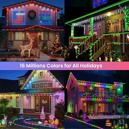 33ft 100LED Jnaurb RGB Color Changing Rope Lights Outdoor, Smart String Lights with Remote & APP Control, Waterproof