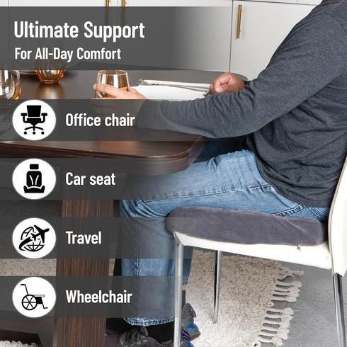 Mind Reader Air-Cloud Memory Foam Seat Cushion, Ergonomic Support for Lower Back, Coccyx, and Hip Pain Relief, Promotes
