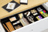 CAXXA 3 Slot Drawer Organizer, Black - 4 Adjustable Dividers for Junk Drawer Storage, Office Desk Supplies