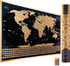 Scratch Off World Map with 196 Country Flags, 24" x 17" Frameable Travel Map, Black
