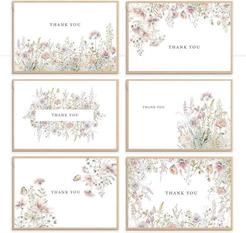 SLAPAFLIFE Floral Thank You Cards with Envelopes,48Pack - 4x6 Inches Thank You