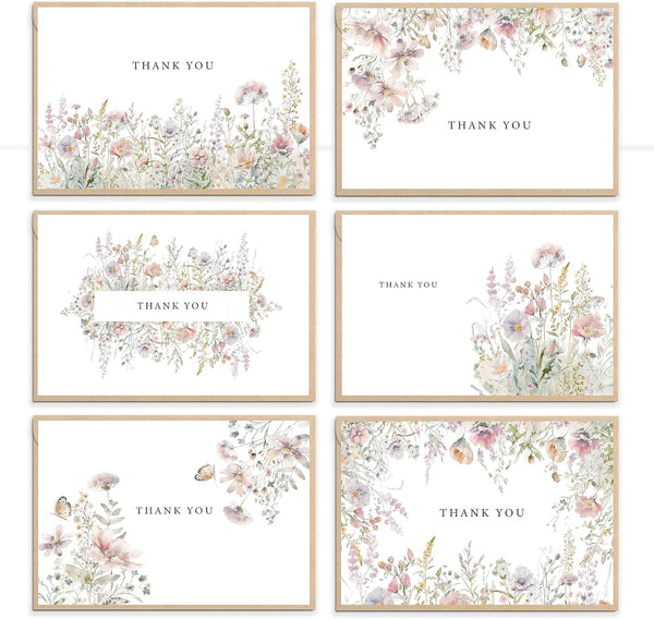 SLAPAFLIFE Floral Thank You Cards with Envelopes,48Pack - 4x6 Inches Thank You