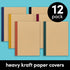 PAPERAGE 12-Pack Composition Notebook Journals, 120 Pages, Kraft Cover with Jewel Tone Spines, College Ruled, Small Size