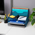 Mind Reader Desktop Organizer, Vertical File Holder, Paper Trays, Metal Mesh, Turquoise
