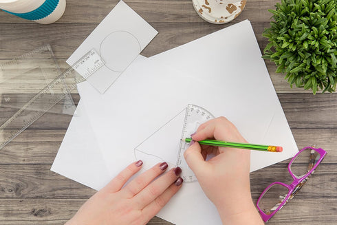 Protractor and Compass for Kids Geometry with Rulers and Two Set Squares