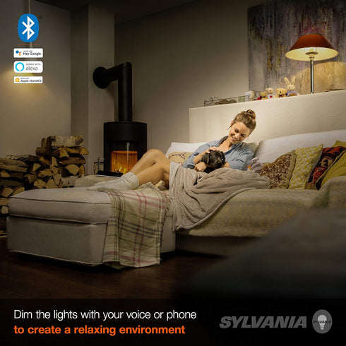 SYLVANIA SMART+ Bluetooth Clear Filament LED Bulb, Soft White A19, Compatible with Alexa and Google Assistant